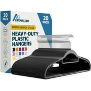 Lifemaster 20 Pcs. Dry Wet Clothes Hangers - Heavy Duty Coat Hanger Set with 360  Swivel Hook, Non-Slip, Space-Saving, Sleek Design - Accessory Tie Bar, Smart Strap Hooks, Non-Slip Pants Bar Black