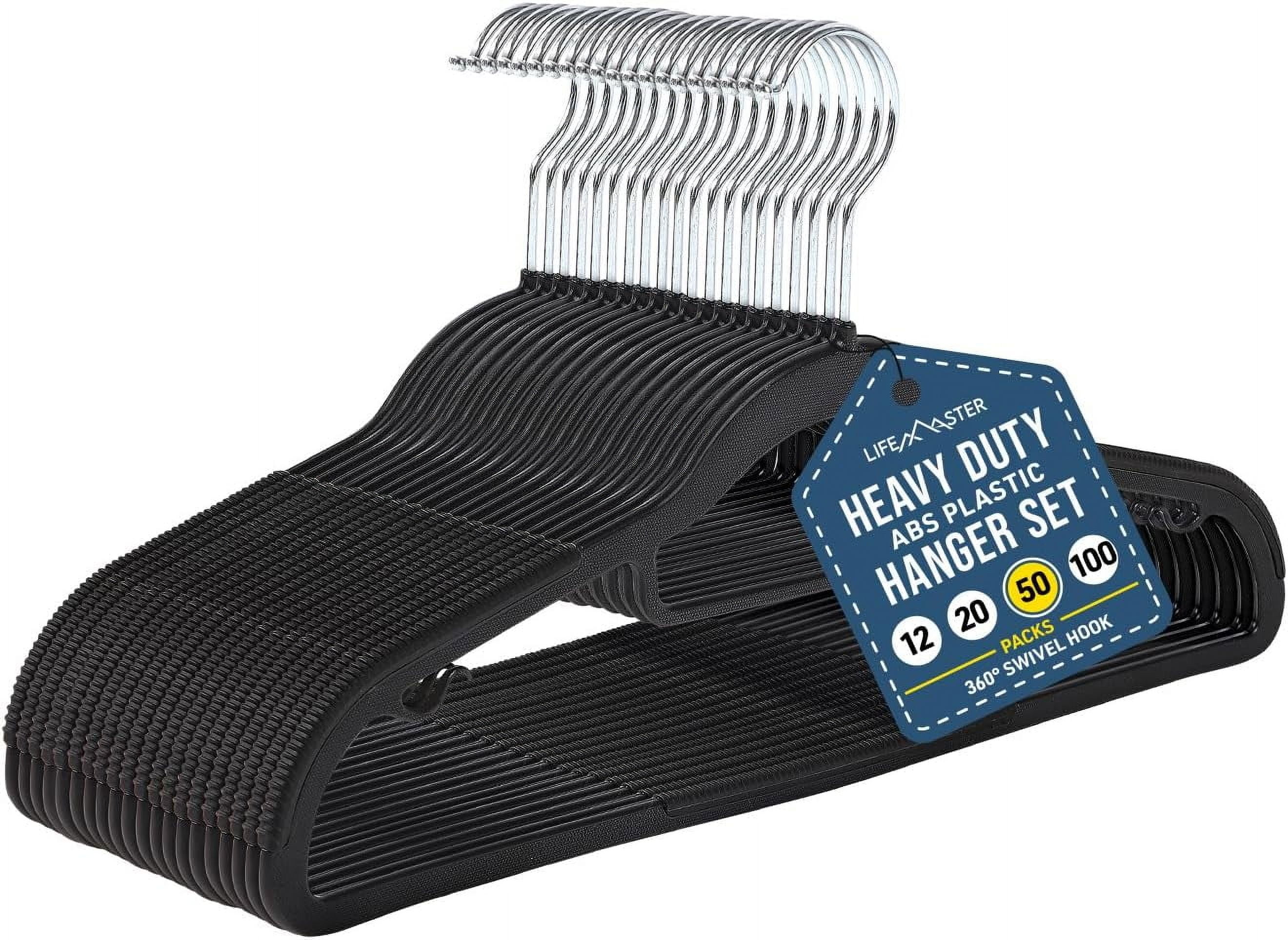 LifeMaster 50-Piece Black Heavy Duty Clothes Hanger Set