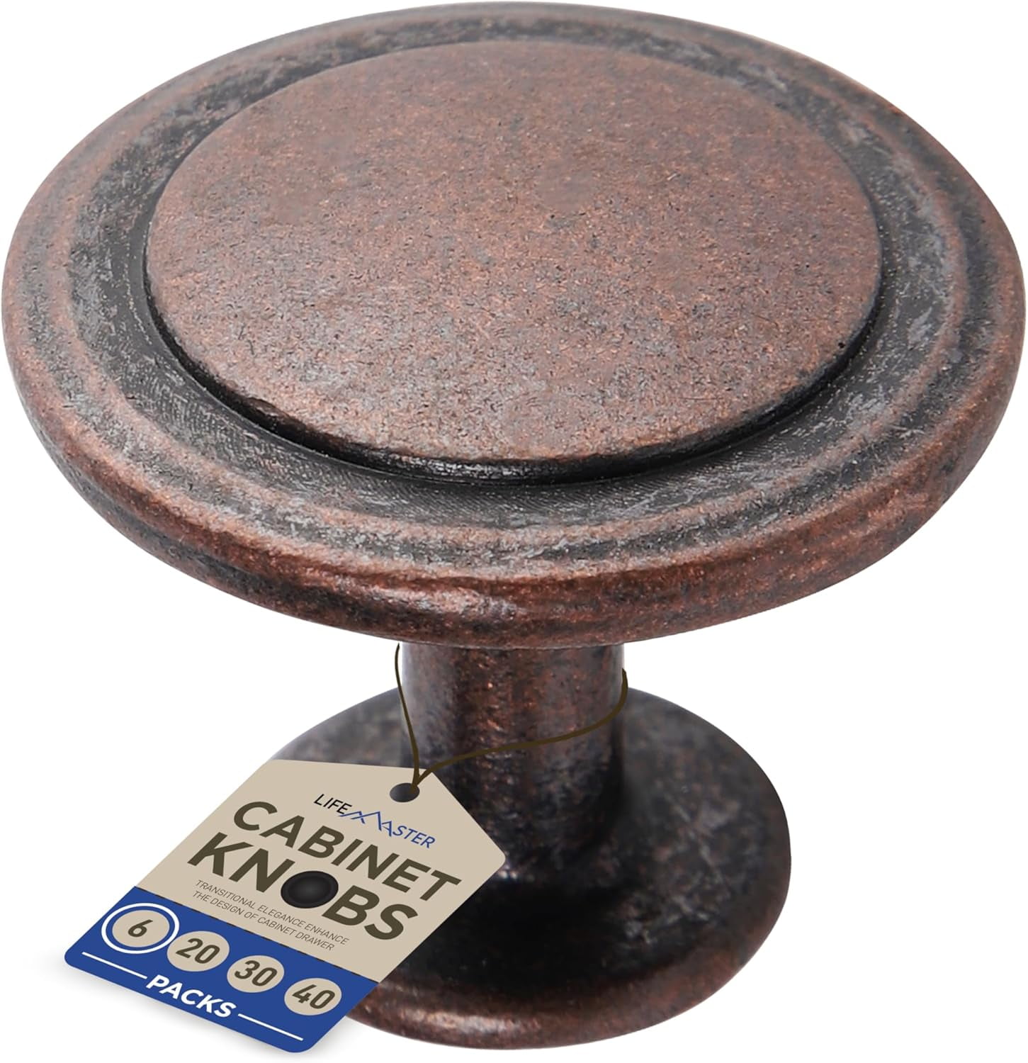 Round Oil Rubbed Bronze Modern Cabinet Knobs with Mounting Hardware
