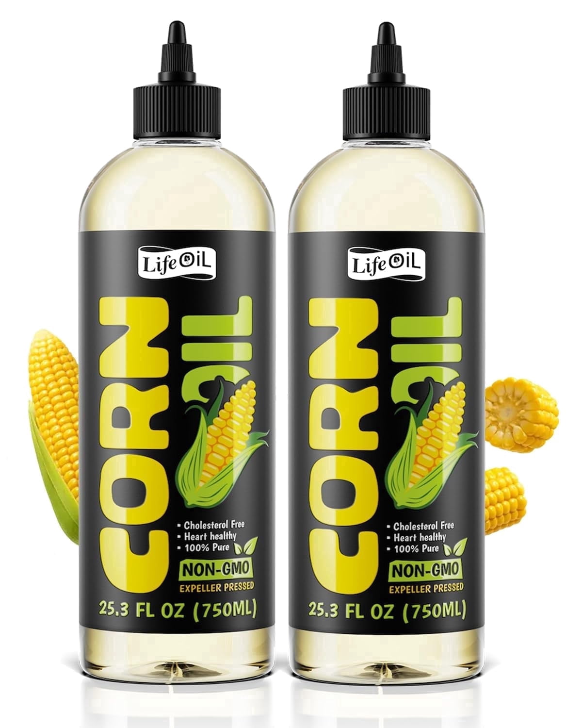LifeOiL Corn Cooking Oil, Non-GMO, Expeller-Pressed, 25.3 fl oz, 2 Pack ...