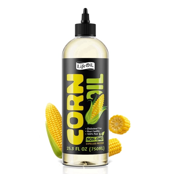 LifeOiL Corn Cooking Oil, Non-GMO, Expeller-Pressed, 25.3 fl oz, 1 Pack