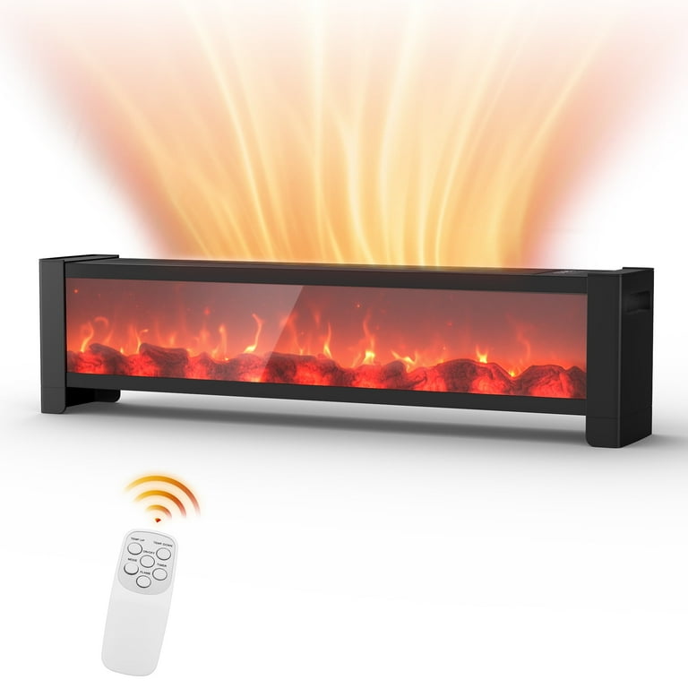 LifePlus Electric Baseboard Heater, 1500W Fast Heat with 3D Flame
