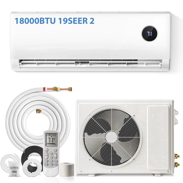 Seer Label LifePlus 18000 BTU Mini Split Heat Pump AC, 19 SEER2 230V Ductless ...