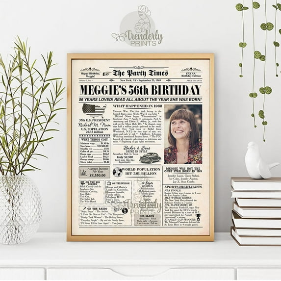LifePlus 1969 Newspaper, 56th birthday gift for men or women, back in 1969, 56th birthday newspaper poster , Adult bday party decorations