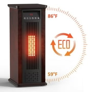 LifePlus 24" Tower Heater Infrared Quartz Electric Space Heaters 1500W Portable Wood with Remote