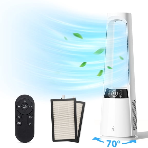 LifePlus 40" Bladeless Tower Fan, Quiet Cooling, 12 Speeds, 70° Oscillation, LED Touch Remote, 12H Timer, Safe for Kids & Pets Home Office Bedroom