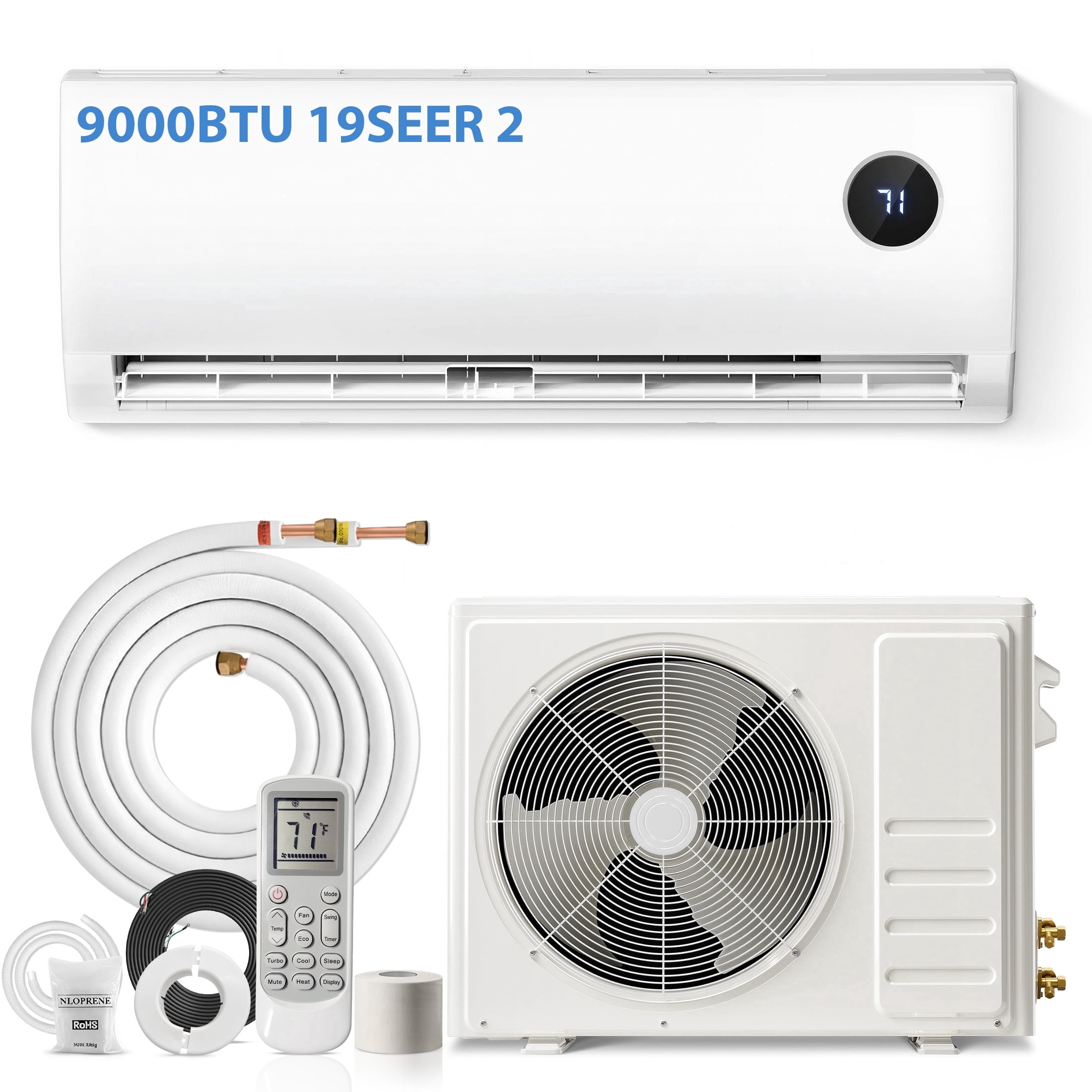 Mini Ac System LifePlus 9000 BTU Mini Split Heat Pump AC, 19 SEER2 115V Inverter ...