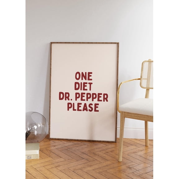LifePlus Diet Dr. Pepper Art Print | Neutral Retro Typography Kitchen Print Kitchen Decor Kitchen Wall Art Cool Apartment Poster dorm room wall art