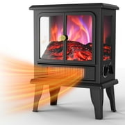 LifePlus Electric Fireplace Heater, Freestanding Fireplace Stove with 3D Realistic Flame for Indoor Home Safe Use, 750W/ 1500W, 19"