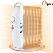 LifePlus Electric Oil Filled Radiator Portable Space Heaters for Home Thermostat Energy Efficient Overheat Safety, 700W