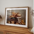 thumbnail image 1 of LifePlus Fall Still Life Oil Painting | Vintage Books Autumn Wall Art | Rustic Thanksgiving Decor | Dark Pumpkin Fall Art, 1 of 3