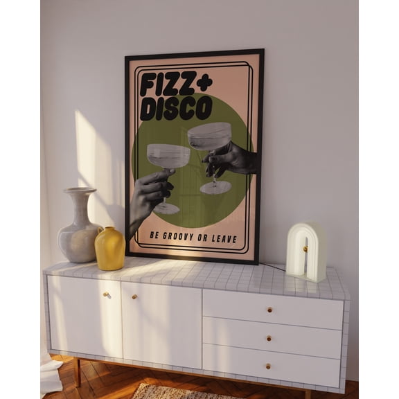 LifePlus Fizz & Disco | Retro | Disco Print | Music Poster | Wall Art | Bold | Typographic | Gallery Wall | Black and White | Magazine