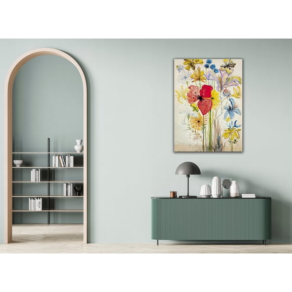 LifePlus Floral Wall Art by Salvador Dali, Salvador Dali's Flowers on Canvas, Colorful Flowers Canvas Wall Art by Dali, Salvador Dali Flowers Poster