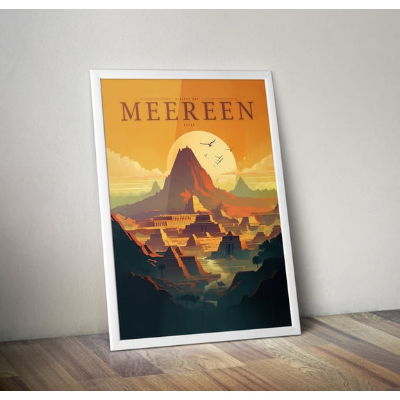 LifePlus Game of Thrones - Vintage Travel Poster - Meereen, Essos, Daenerys, Khaleesi, Westeros - Fantasy Fan Wallart