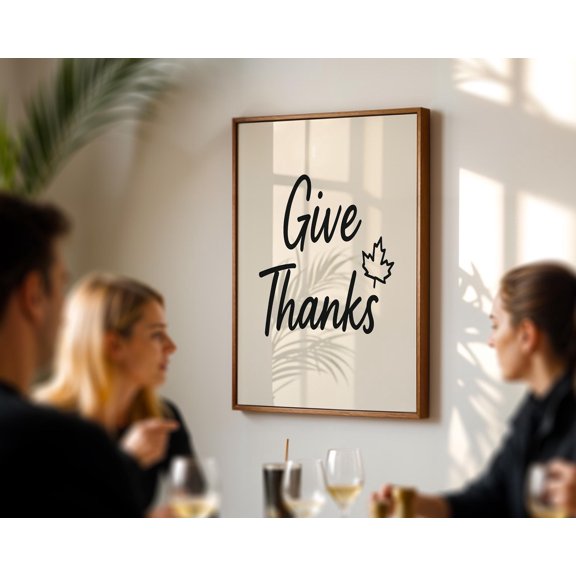 LifePlus Give Thanks Wall Art Thanksgiving Decor Fall Quote Poster