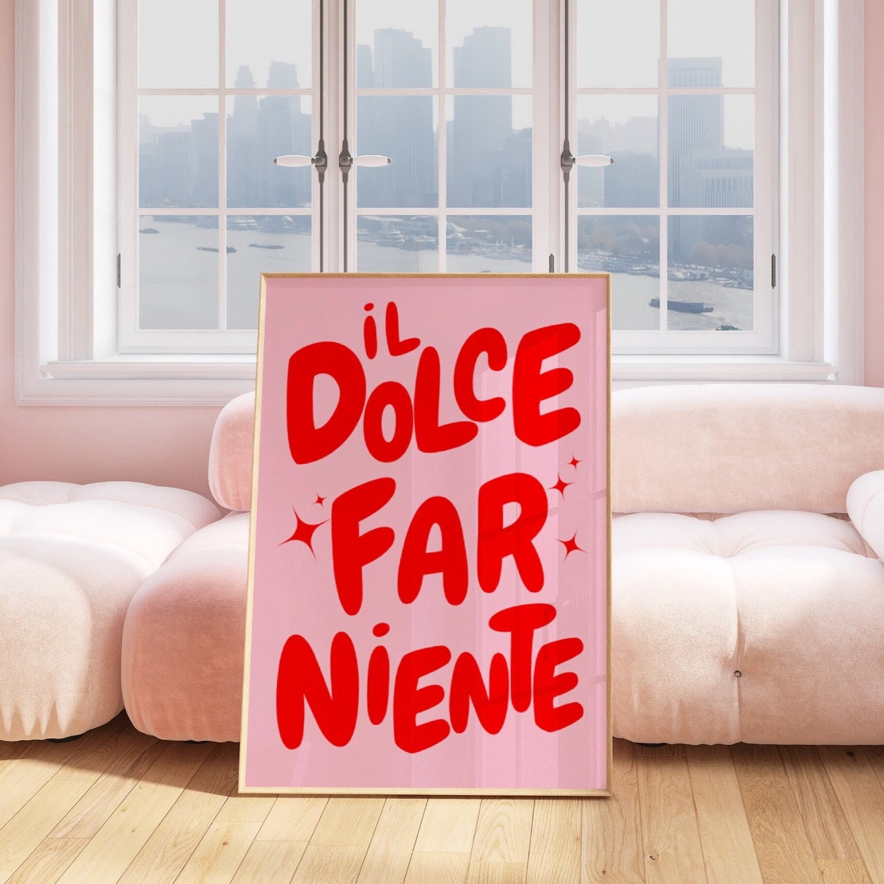 LifePlus Il Dolce Far Niente Print, Pink Red Decor, Italian Phrase ...
