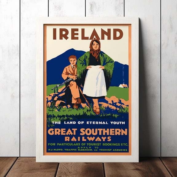 LifePlus Ireland Vintage Travel Poster - Retro Decor Poster - Art Poster - Home Decor - Wall Art