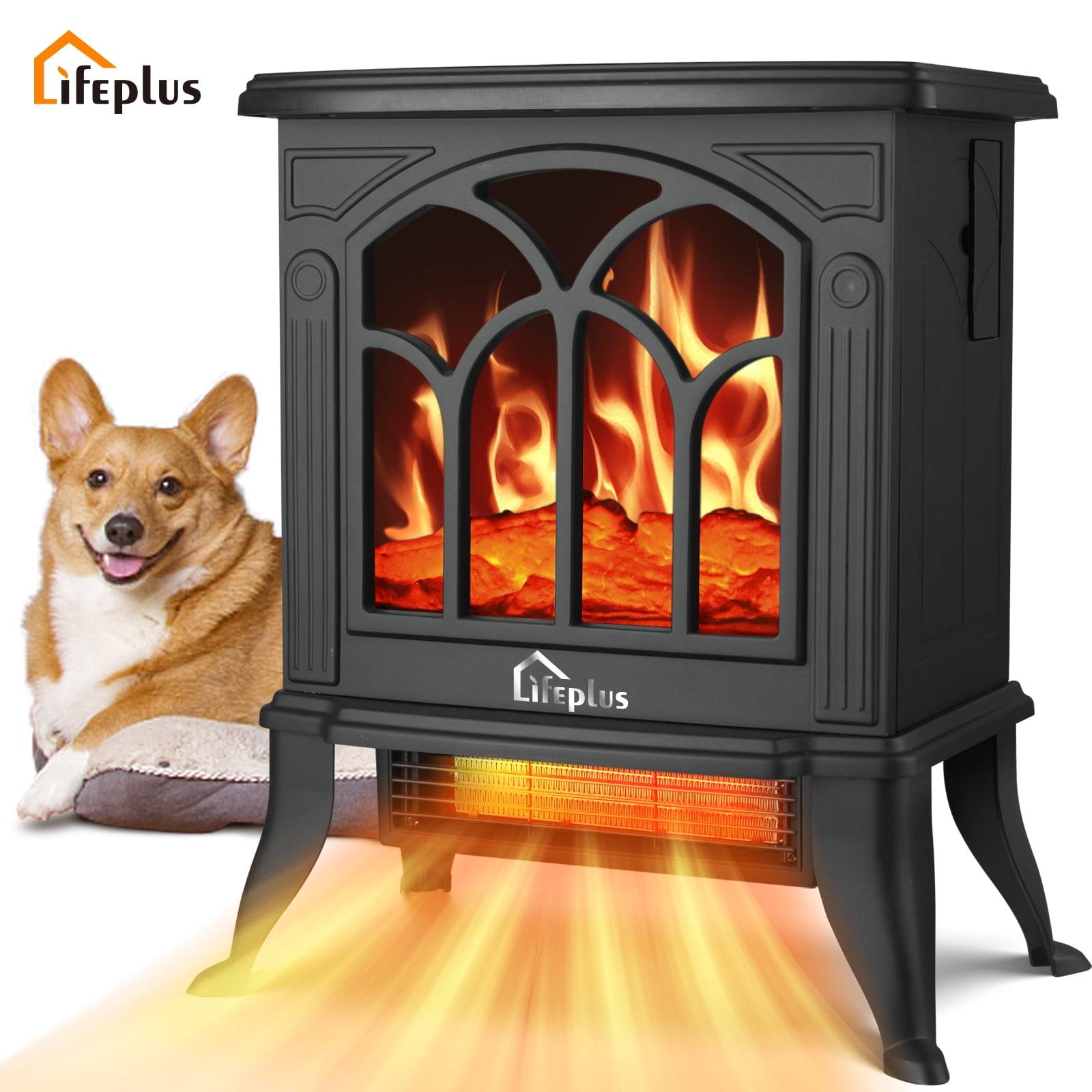 LifePlus Portable Electric Fireplace Heater Stove Freestanding Small