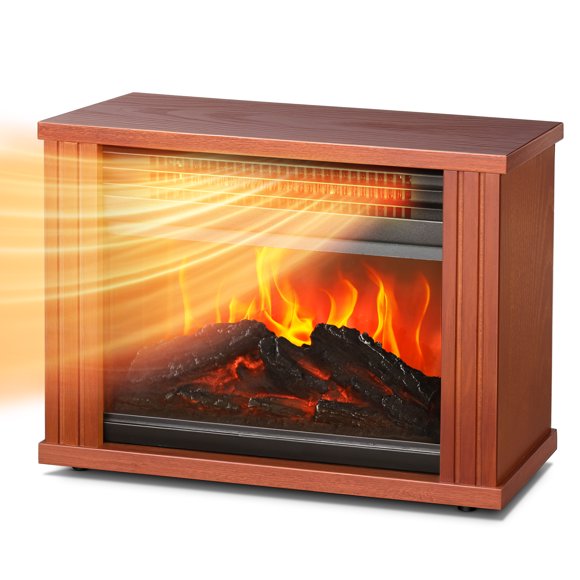 LifePlus Wall Mounted Electric Fireplace, 26 Inch Freestanding LED Fireplace Heater With Remote Control Adjustable 10 Flame Colors 12h Timer Logset Crystal 750w 1500w Modern Black