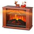 thumbnail image 1 of LifePlus Small Electric Fireplace Heater Tabletop 13.5" Energy Efficient Indoor Fireplace Space Heater Portable Wood Cabinet 3D Flame for Home Decor, 1 of 10