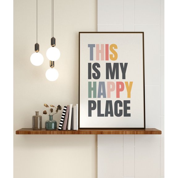 LifePlus This Is My Happy Place Wall Art, Colorful Typography, Playroom Prints, Cute Apartment Decor, Family Quote Poster Download