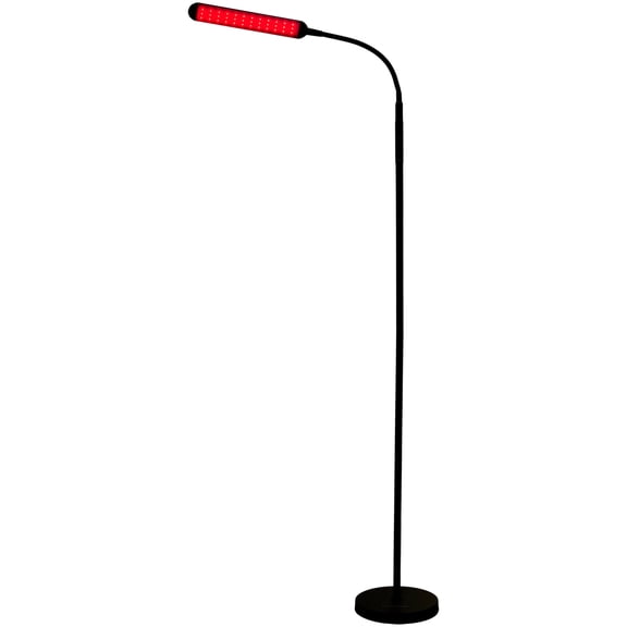 LifePro LumaGlow 2-in-1 Adjustable Floor Lamp with Red-Tone Light and 4000K Reading Light | 108-LED Lamp with Remote & Timer  Black