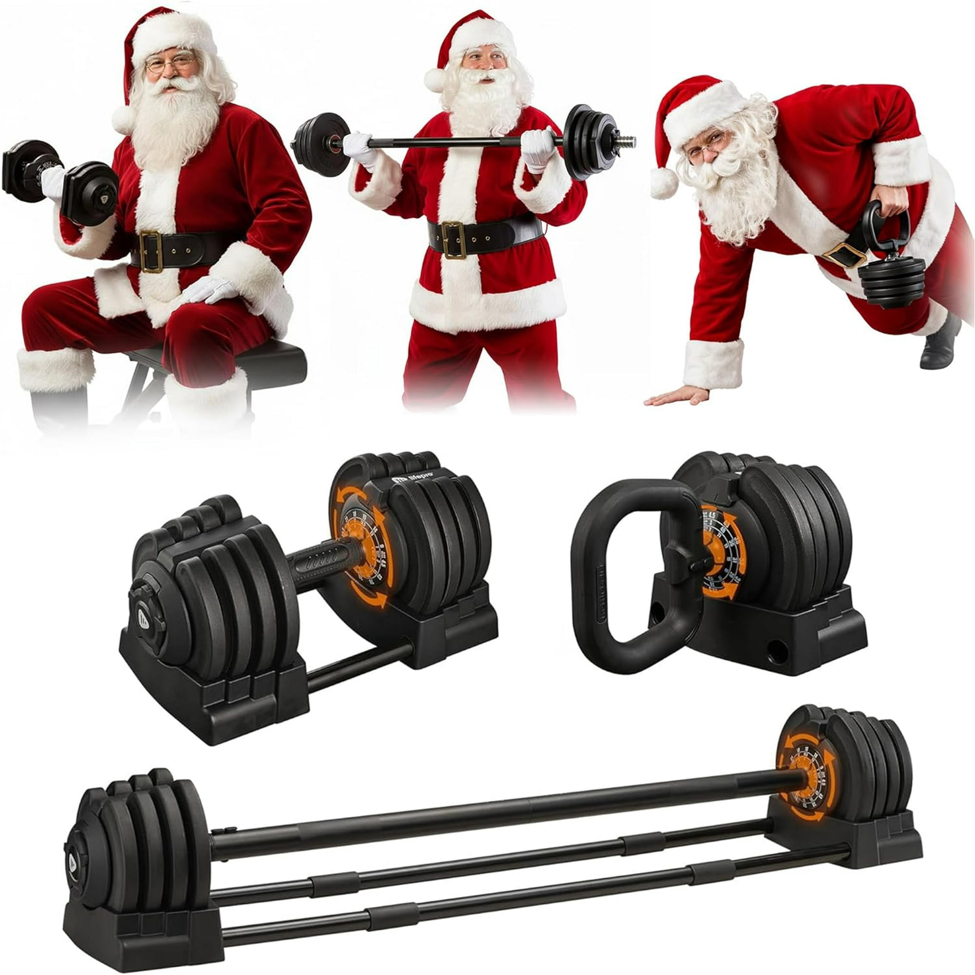 Lifepro Tri-Form Max Adjustable Dumbbells Set - 15lb, 25lb Pair or 43lb, 55lb & 90lb Single - Quick Adjustment, Anti Slip Handle - Space Saving & Strength Training Weights for Home Gym Exercise & Fitness