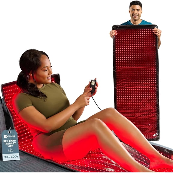 LifePro AllevaBody Fit Red Light Therapy Body Wrap Mat 660nm & 850nm Near Infrared, 1280 LEDs, 62"x23.6" Portable Adjustable Full-Body Wellness - Black