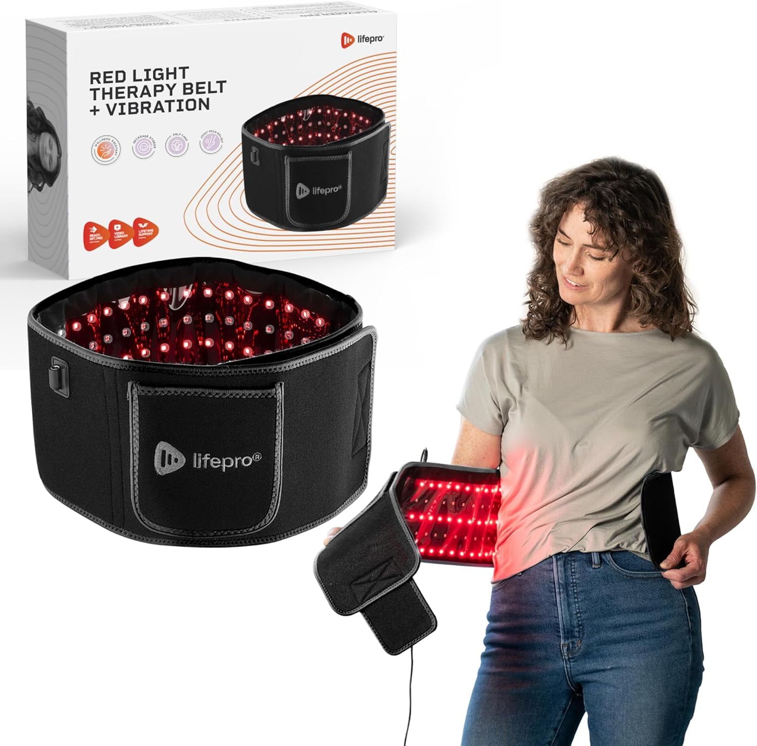 LifePro AllevaRed Pro Red Light Therapy Belt for Muscle Black