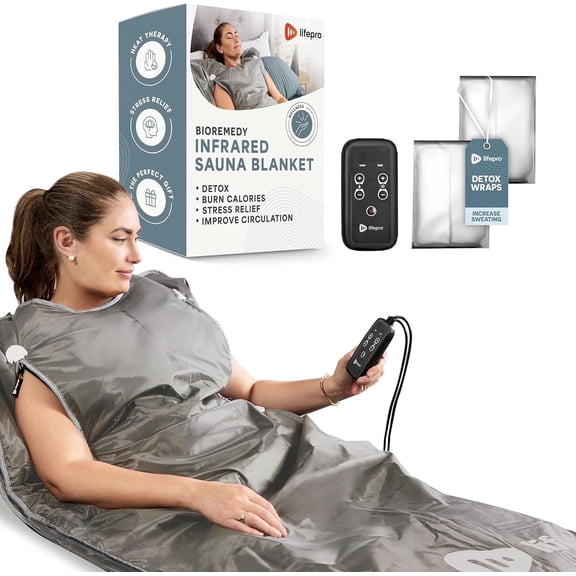 LifePro Infrared Sauna Blanket - Full Body Portable Sauna for Home, Detox & Relaxation, Adjustable Heat Sauna Blanket Infrared - Large Gray