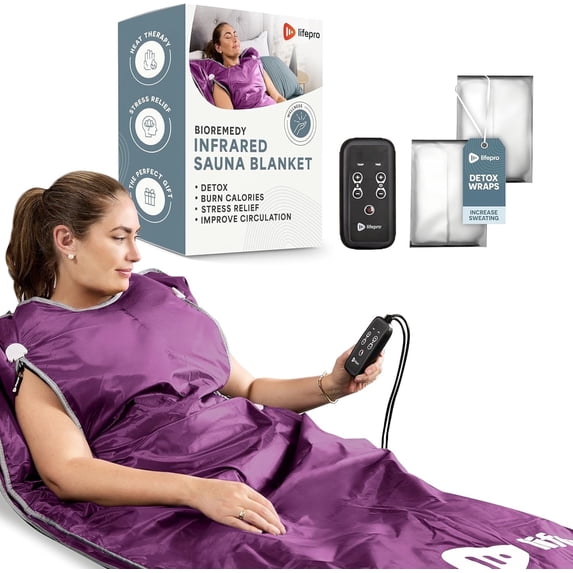 LifePro Bioremedy Portable Far-Infrared Sauna Blanket for Weight Loss and Detox - Purple