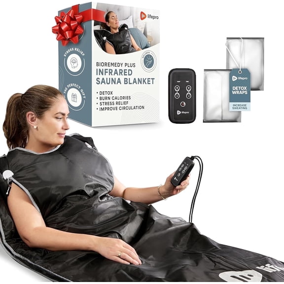 LifePro Infrared Sauna Blanket - Full Body Portable Sauna for Home, Detox & Relaxation, Adjustable Heat Sauna Blanket Infrared - Regular Black