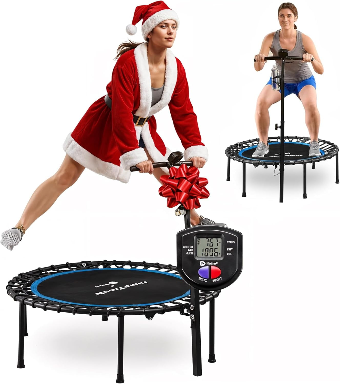 LifePro 40" Heavy-Duty Fitness Trampoline for Adults Foldable Rebounder with Handle & Jump Counter - 350 lb Capacity - Black