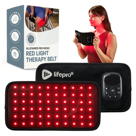 LifePro Micro Red Light Therapy Belt with Vibration - NIR & Red Light Therapy for Body - Target Discomfort, Accelerate Recovery, & Boost Athletic Performance - Red, NIR, Pulse, Vibration, & Intensity