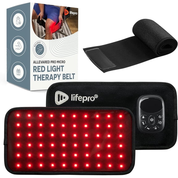 LifePro Micro Red Light Therapy Belt with Vibration - NIR & Red Light Therapy for Body - Target Discomfort, Accelerate Recovery, & Boost Athletic Performance - Red, NIR, Pulse, Vibration, & Intensity