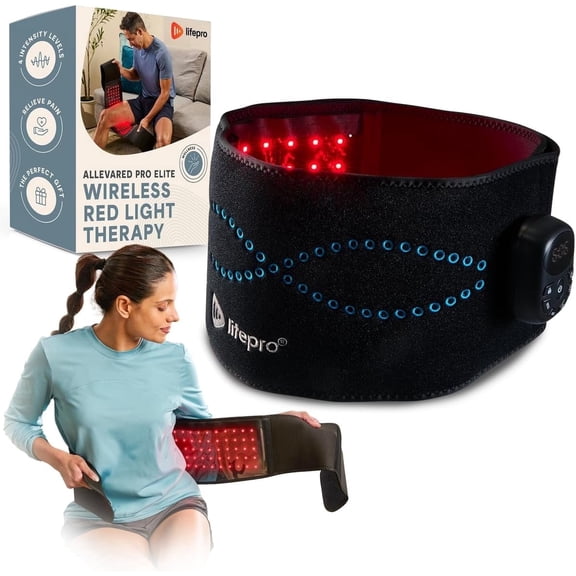 LifePro Red Light Therapy Belt with 660nm Red & 850nm Infrared LEDs  Adjustable Rechargeable Wrap  Portable Wellness Device  Black