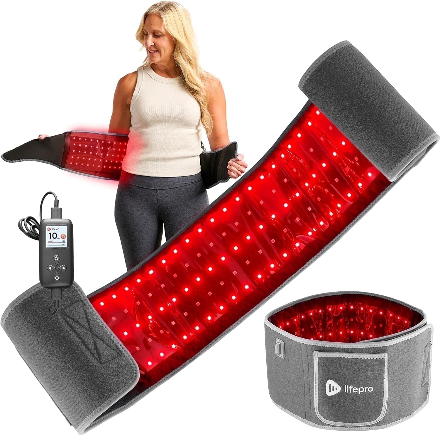 LifePro Red Light Lamp Belt – Portable Infrared & Near Infrared LED Wrap 660nm & 850nm - Gray