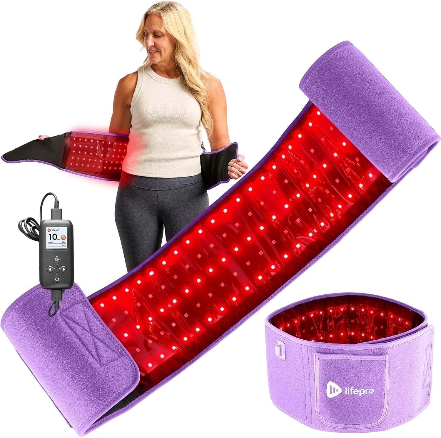 LifePro Red Light Lamp Belt – Portable Infrared & Near Infrared LED Wrap 660nm & 850nm – Purple