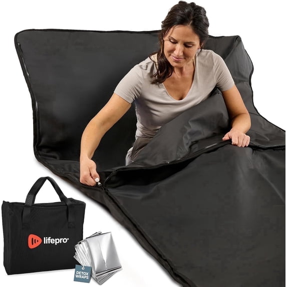 LifePro RejuvaWrap Infrared Sauna Blanket – Full Body Portable Sauna Blanket Infrared for Detox, Relaxation & Wellness, Waterproof Sauna Blanket with Carry Bag - Black