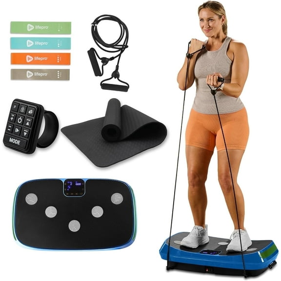 Lifepro Rumblex 4D Vibration Plate Exercise Machine – Triple Motor Whole Body Vibrating Platform for Weight Loss, Recovery & Fitness – Advanced 4D Vibration Plate Machine for Home Gym Workouts -Blue