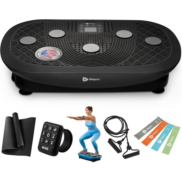 Lifepro Rumblex Plus 4D Vibration Plate Exercise Machine – Triple Motor Full Body Vibrating Plate for Weight Loss, Recovery, Circulation & Lymphatic Drainage – Black