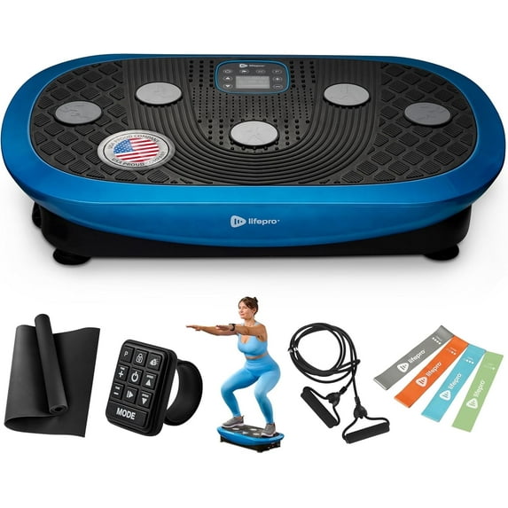 Lifepro Rumblex Plus 4D Vibration Plate Exercise Machine – Triple Motor Full Body Vibrating Plate for Weight Loss, Recovery, Circulation & Lymphatic Drainage – Blue