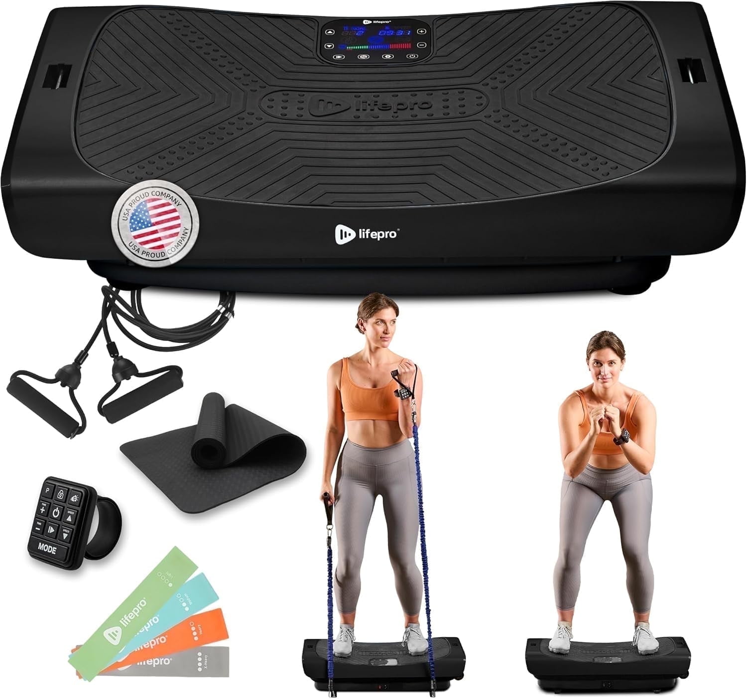 Lifepro Rumblex Pro 4D Vibration Plate Exercise Machine – Full Body Vibrating Plate for Weight Loss, Circulation, Recovery & Home Fitness Training - Black