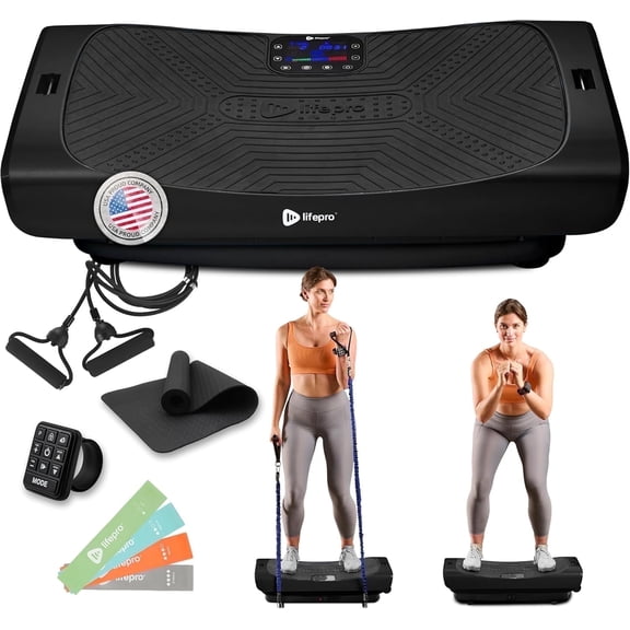 Lifepro Rumblex Pro 4D Vibration Plate Exercise Machine Full Body Vibrating Plate for Weight Loss, Circulation, Recovery & Home Fitness Training - Black