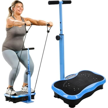 LifePro TrimLite Vibration Plate with Adjustable Handlebar, Resistance Bands & Bluetooth - Blue