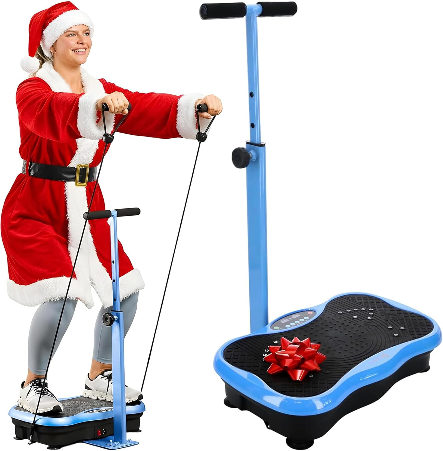 The Coupon deal of  Lifepro TrimLite Vibration Plate Exercise Machine with Handlebars – Whole Body Vibrating Plate for Weight Loss, Lymphatic Drainage & Home Fitness – 99 Speed Levels, Resistance Bands, Bluetooth - Blue