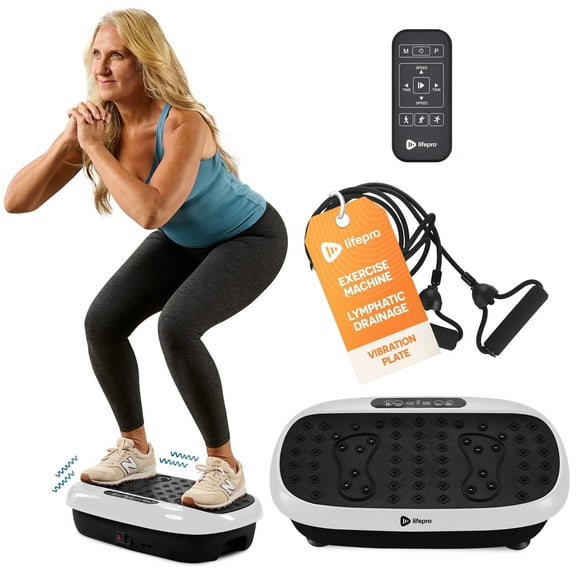 Lifepro HexaPlate Lite Vibration Plate Exercise Machine – Full Body Vibrating Plate for Weight Loss, Lymphatic Drainage & Recovery – Compact Home Workout with Magnetic Acupoints & Remote - White