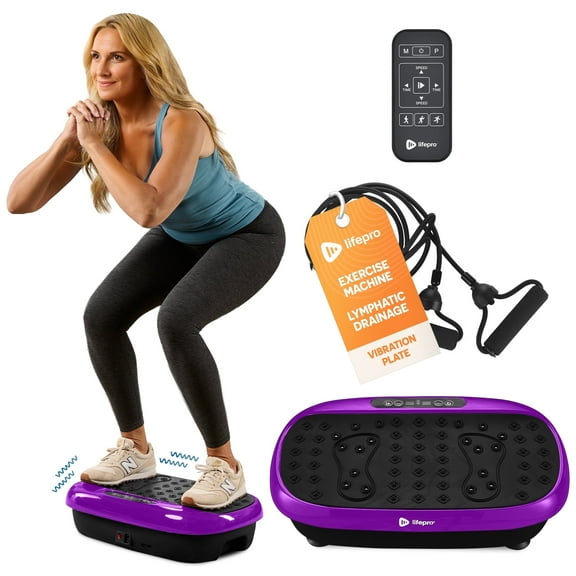 Lifepro HexaPlate Lite Vibration Plate Exercise Machine – Full Body Vibrating Plate for Weight Loss, Lymphatic Drainage & Recovery – Compact Home Workout with Magnetic Acupoints & Remote - Purple