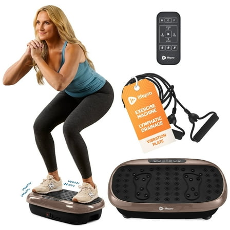 Lifepro HexaPlate Lite Vibration Plate Exercise Machine – Full Body Vibrating Plate for Weight Loss, Lymphatic Drainage & Recovery – Compact Home Workout with Magnetic Acupoints & Remote - Bronze