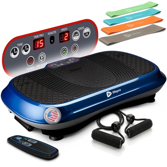 Lifepro Waver Vibration Plate Exercise Machine – Full Body Vibrating Plate for Lymphatic Drainage, Muscle Toning & Fat Loss – Includes Loop Bands, Remote & 99 Speed Settings - Blue